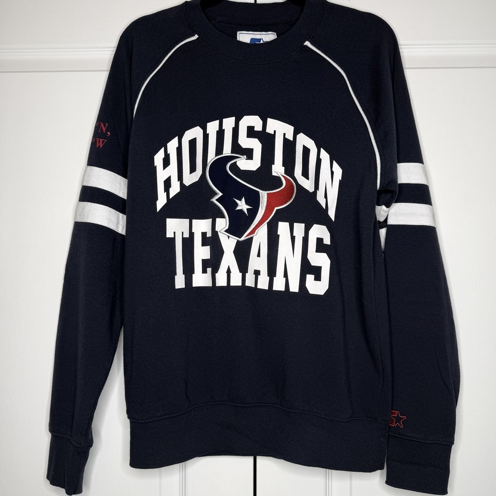 Houston Texans Sweatshirt Mens Medium Blue NFL Football Starter Crewneck Raglan